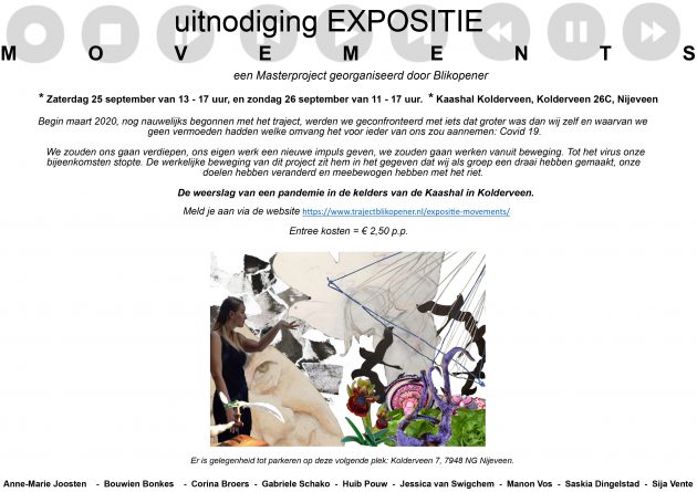 Uitnodiging expositie Movements in de Kaashal Kolderveen, 25 en 26 sept 2021